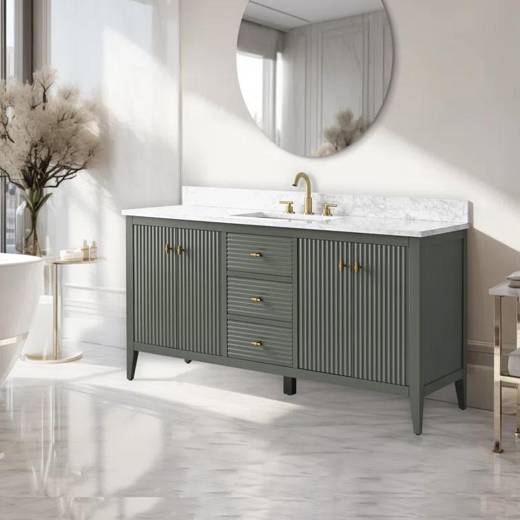 60'' Single Bathroom Vanity with Engineered Marble Top