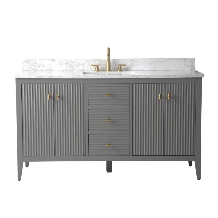 60'' Single Bathroom Vanity with Engineered Marble Top