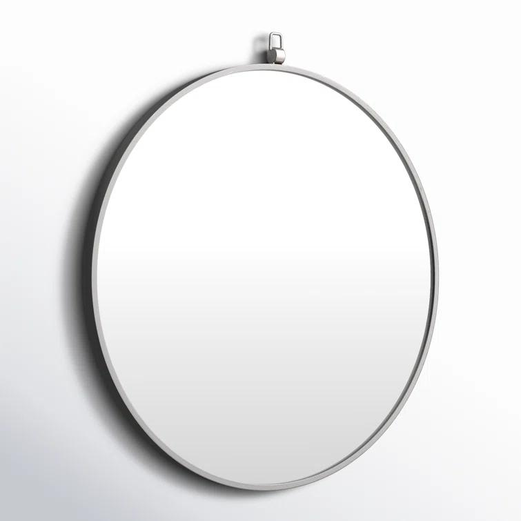 Cassie Metal/Manufactured Wood Round Wall Mirror