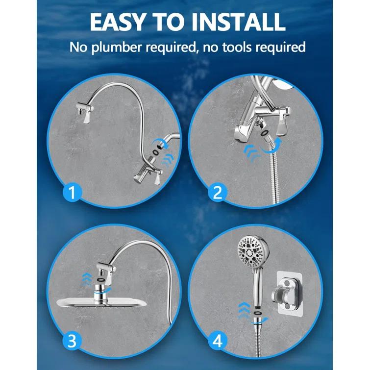 OLHAV Rainfall Shower Head with Handheld Spray Combo, All Metal 12 Inch High Pressure Rain Showerhead V8QF63