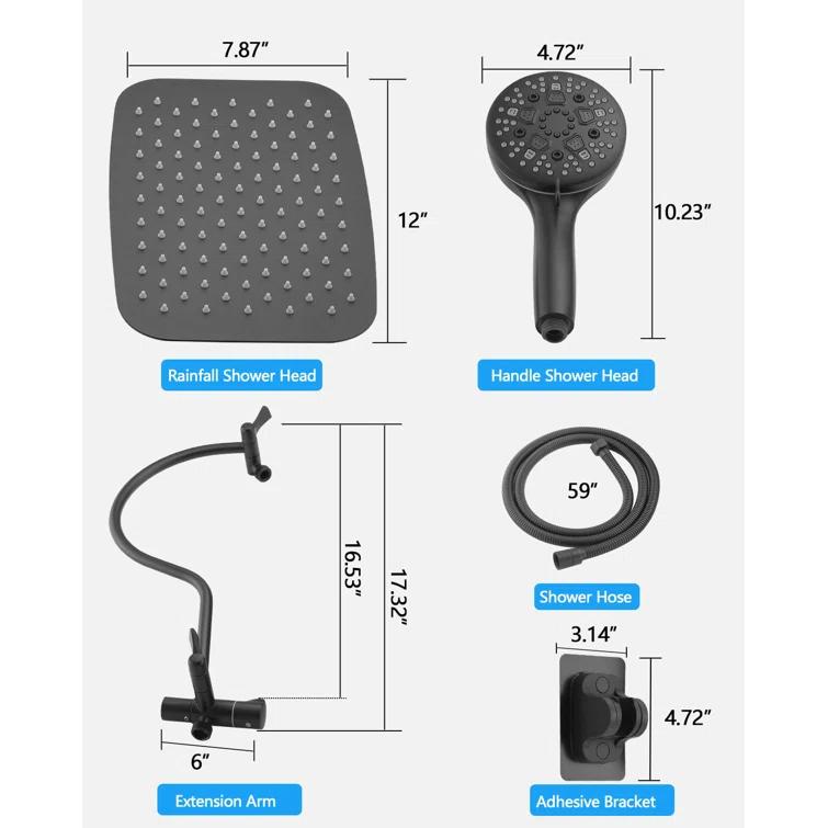 Hibbent Dual Shower Head Combo with Metal 8 Inch High Pressure Rainfall Shower Head  and Handheld Shower SCW01-HS070-SS080-CP