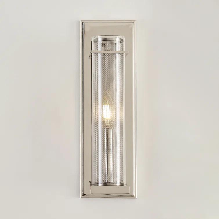 Polished Nickel Cylinder Dimmable Wall Sconce with Clear Glass Shade