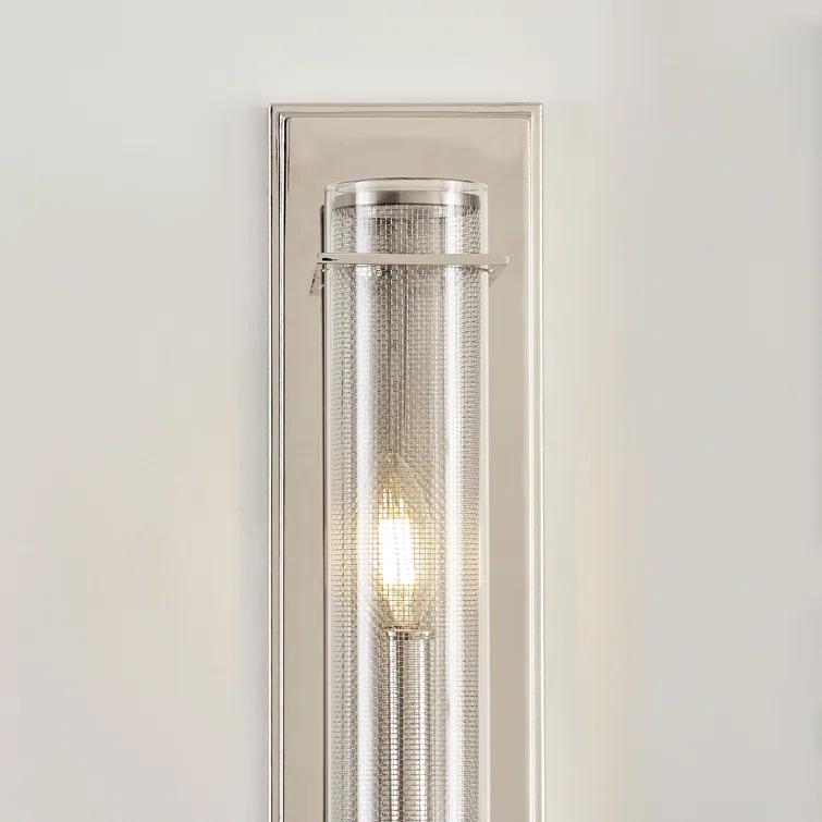 Polished Nickel Cylinder Dimmable Wall Sconce with Clear Glass Shade