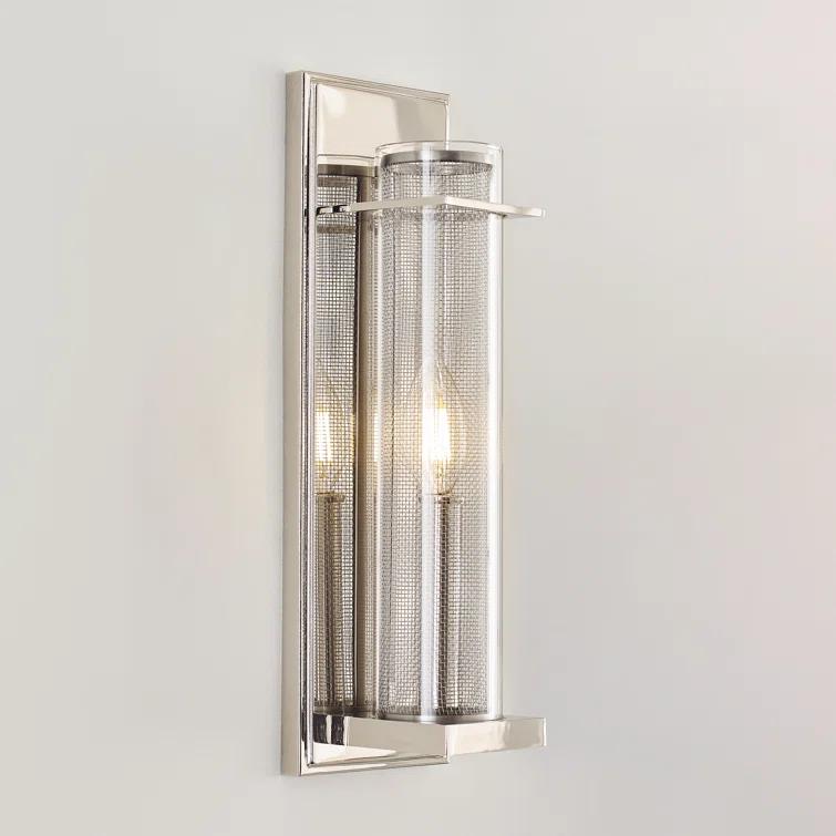 Polished Nickel Cylinder Dimmable Wall Sconce with Clear Glass Shade