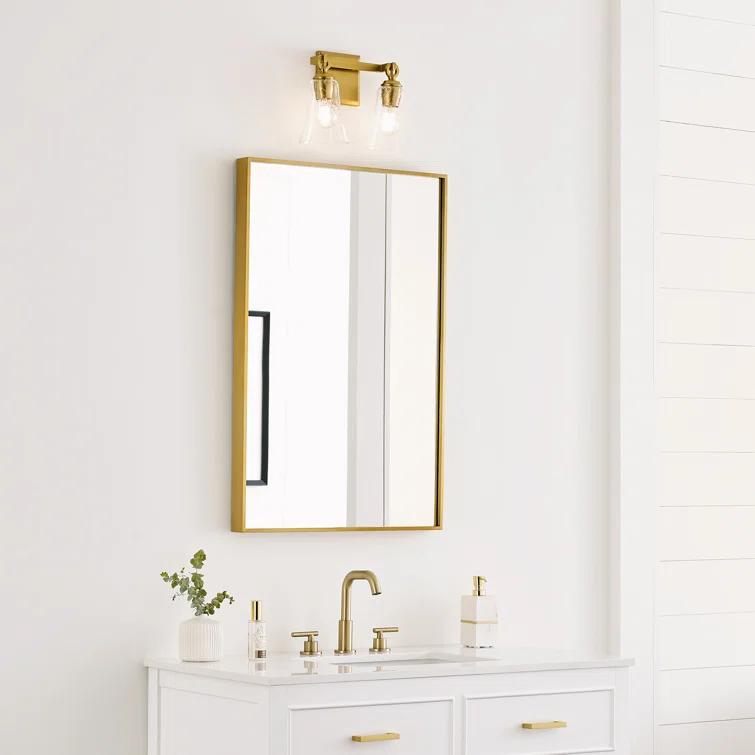 Aged Iron Two-Light Vanity with Clear Seeded Glass Shades