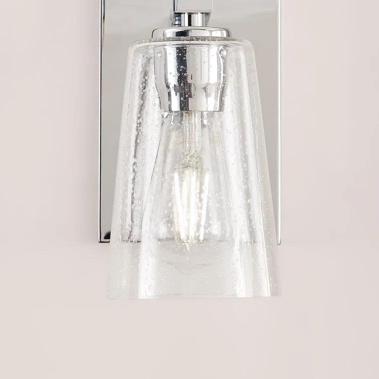 Chrome Clear Seeded Glass Round Wall Sconce, 1-Light