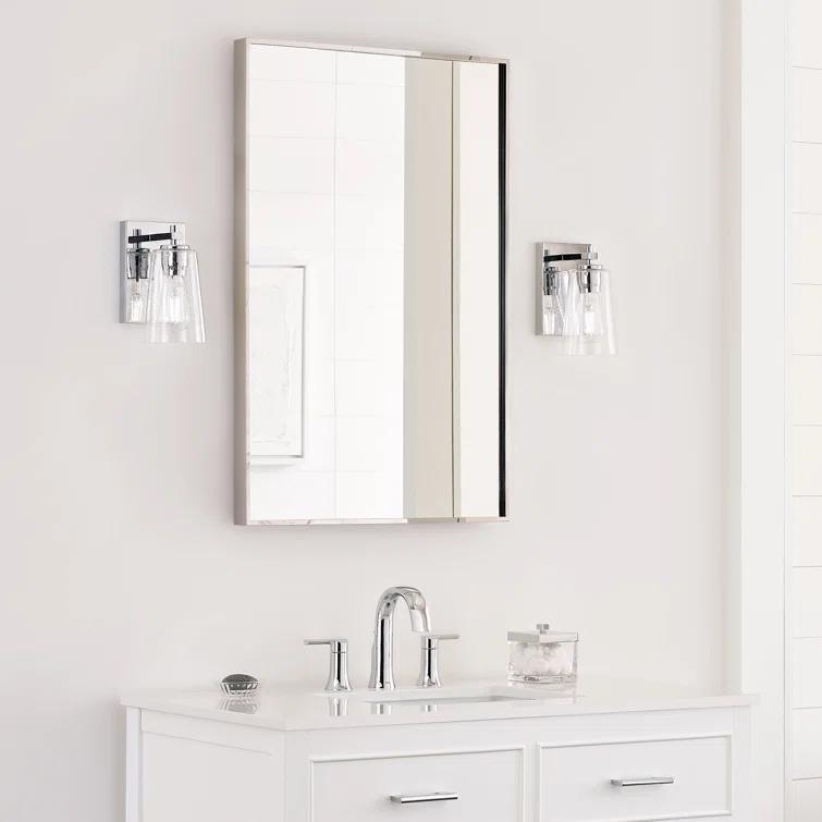 Chrome Clear Seeded Glass Round Wall Sconce, 1-Light
