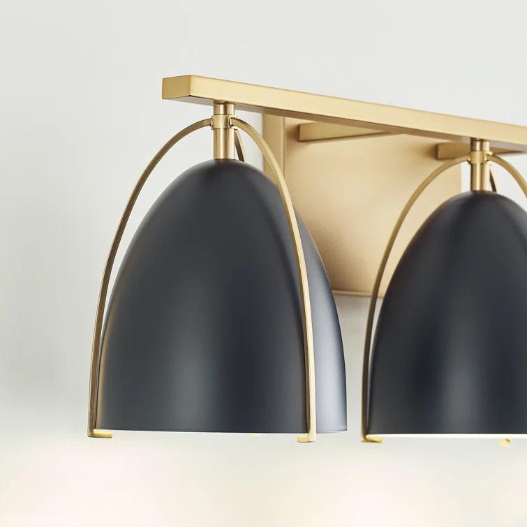 Norman 24.25" Satin Brass Vanity Light with Midnight Black Steel Shades