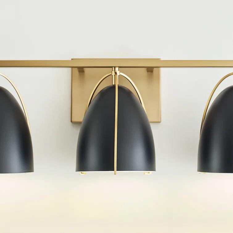 Norman 24.25" Satin Brass Vanity Light with Midnight Black Steel Shades
