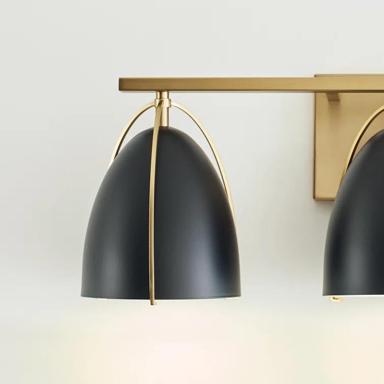 Norman 24.25" Satin Brass Vanity Light with Midnight Black Steel Shades