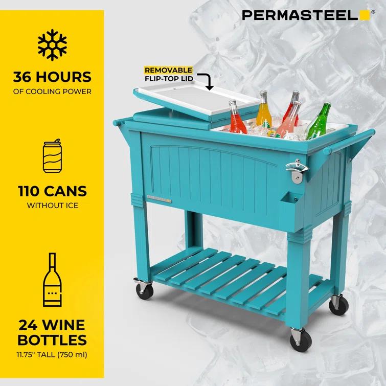 Permasteel 80 Qt. Furniture Style Rolling Patio Cooler