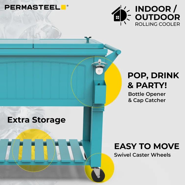 Permasteel 80 Qt. Furniture Style Rolling Patio Cooler