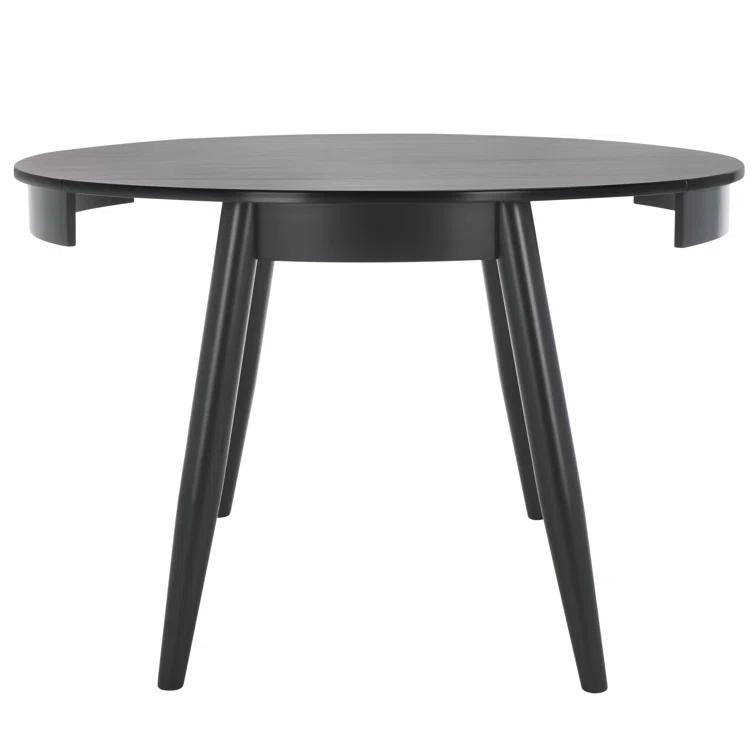 Black Round Reclaimed Wood Extendable Dining Table