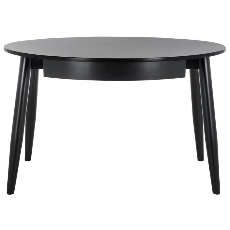 Black Round Reclaimed Wood Extendable Dining Table