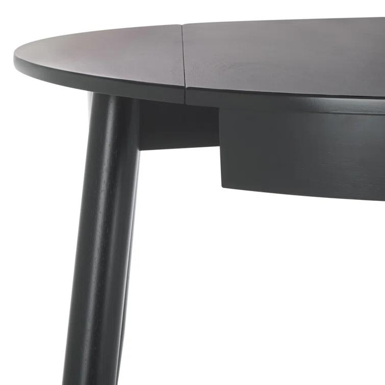 Black Round Reclaimed Wood Extendable Dining Table