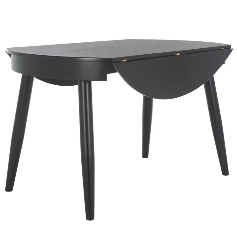 Black Round Reclaimed Wood Extendable Dining Table
