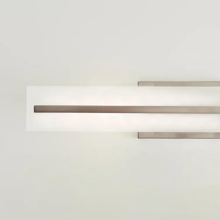 Modern Brushed Nickel 2-Light Bath Vanity with Satin Etched Glass