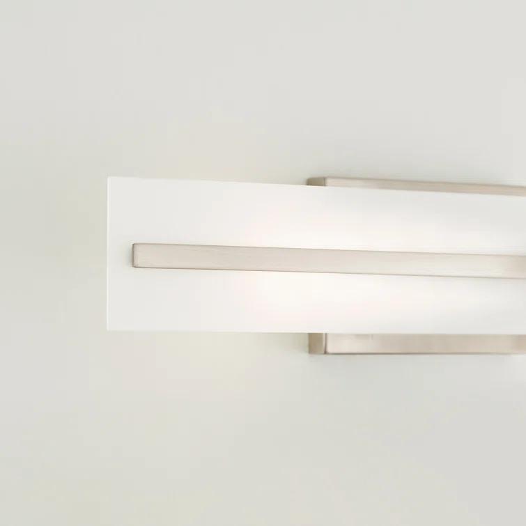 Modern Brushed Nickel 2-Light Bath Vanity with Satin Etched Glass