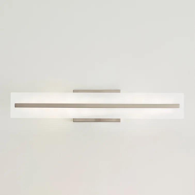 Modern Brushed Nickel 2-Light Bath Vanity with Satin Etched Glass