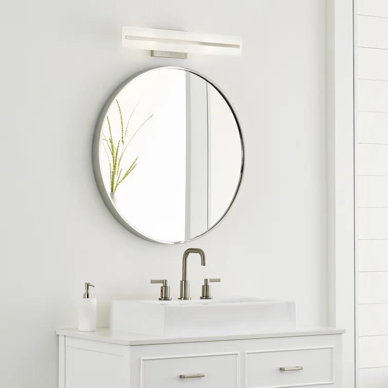 Modern Brushed Nickel 2-Light Bath Vanity with Satin Etched Glass