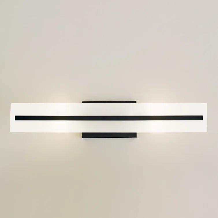 Midnight Black Steel 24" Bath Vanity Light with Satin Etched Glass Shades