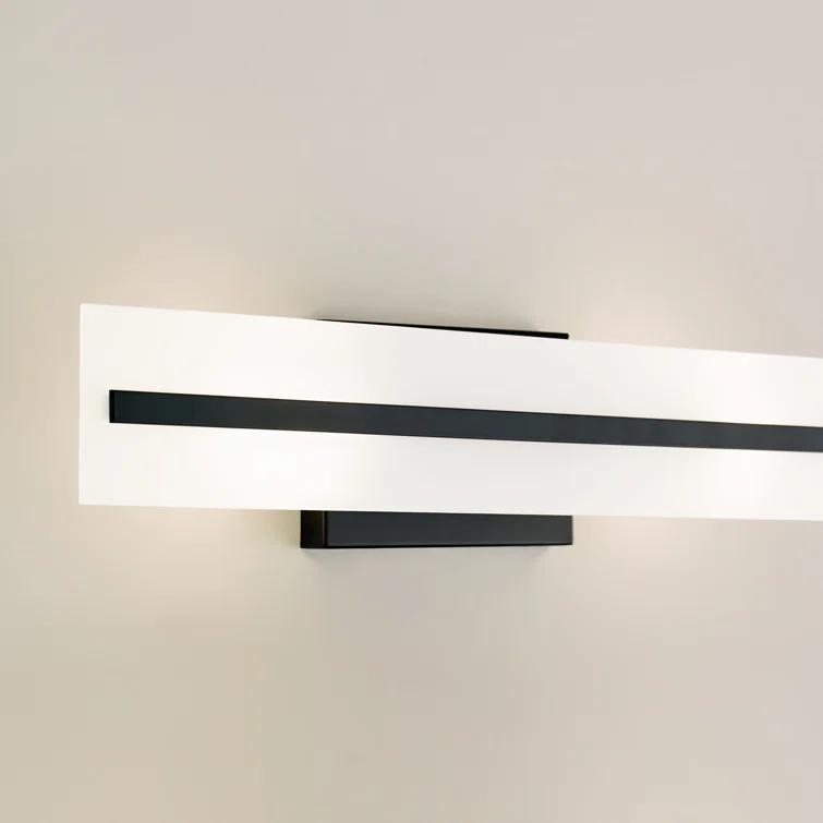 Midnight Black Steel 24" Bath Vanity Light with Satin Etched Glass Shades