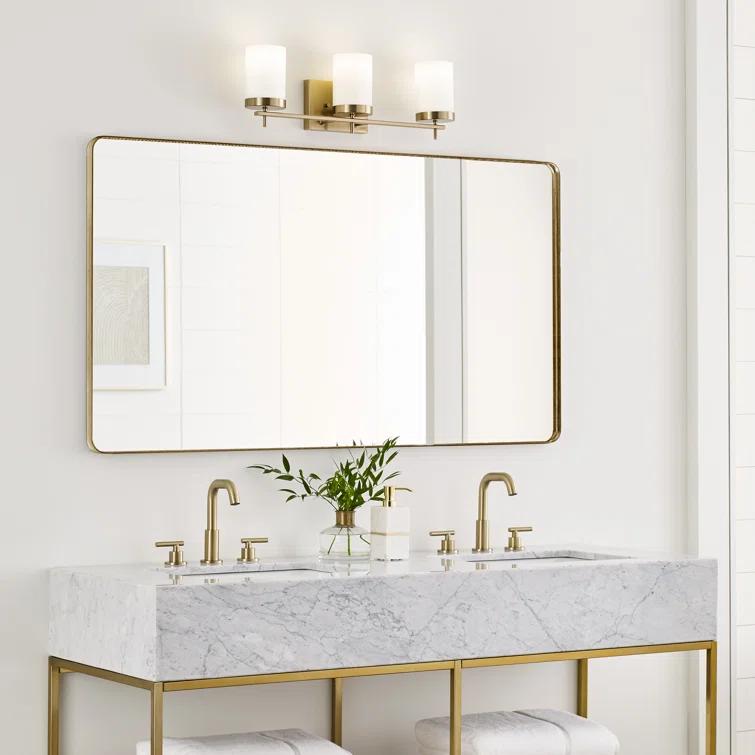 Generation Lighting 3-Light Zire Modern Bath Fixture Wall Lamp Satin Brass 4490303-848, Bathroom Light Fixture for Home Décor, Wall Sconce Vanity Light Fixture and Bathroom Accessory