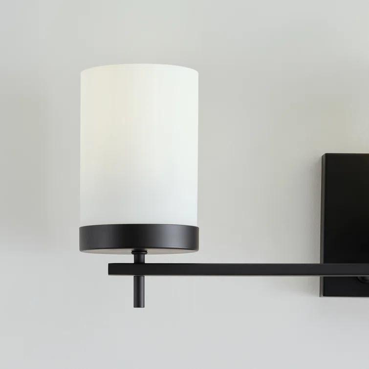 Zire Midnight Black 3-Light Vanity Wall Light with Etched White Glass