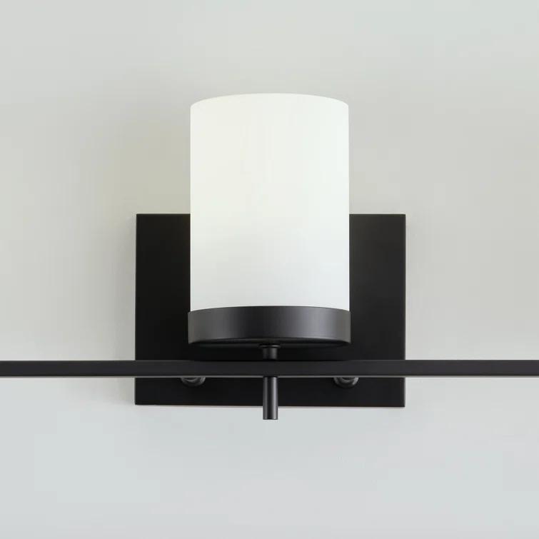 Zire Midnight Black 3-Light Vanity Wall Light with Etched White Glass