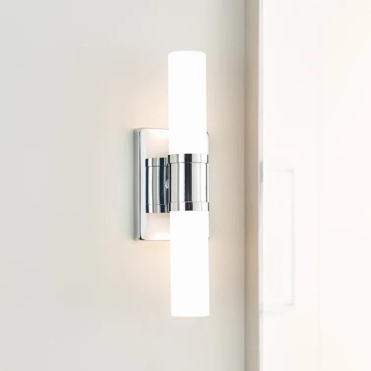 Keaton Chrome 2-Light Dimmable Bath Vanity with Satin Etched Glass