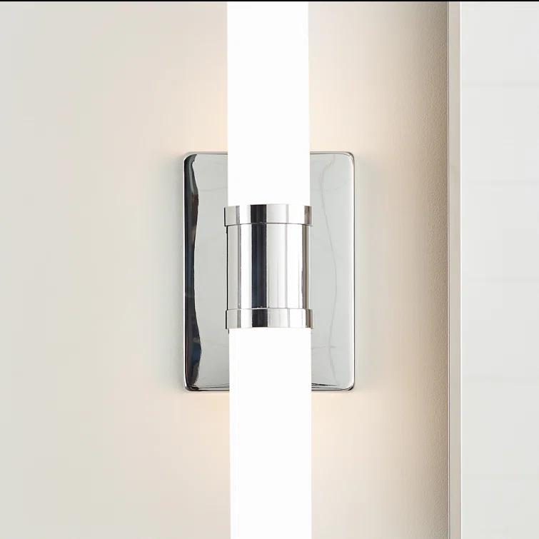 Keaton Chrome 2-Light Dimmable Bath Vanity with Satin Etched Glass