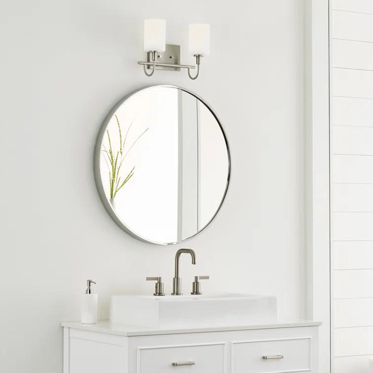 Oak Moore 13.875" Brushed Nickel 2-Light Bath Vanity with Etched Glass