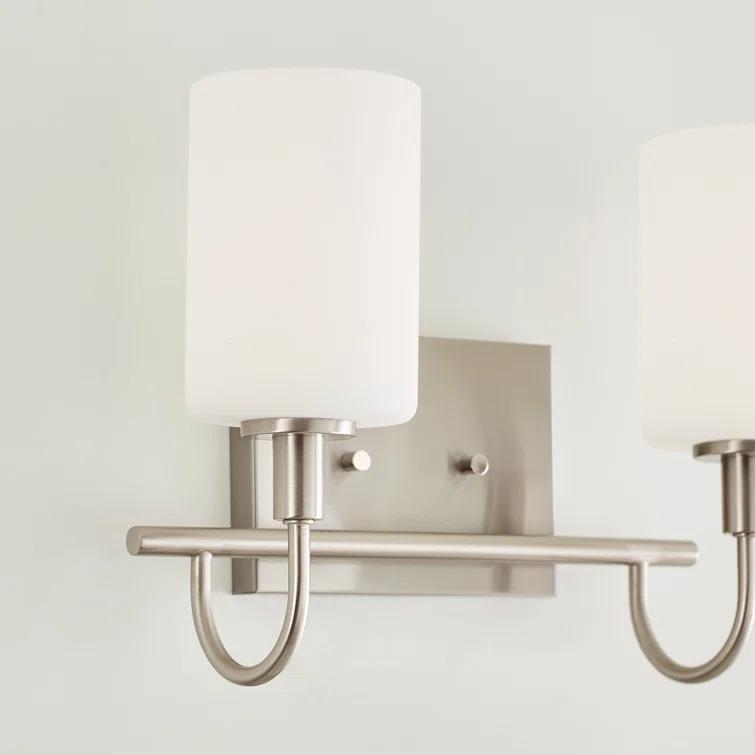 Oak Moore 13.875" Brushed Nickel 2-Light Bath Vanity with Etched Glass