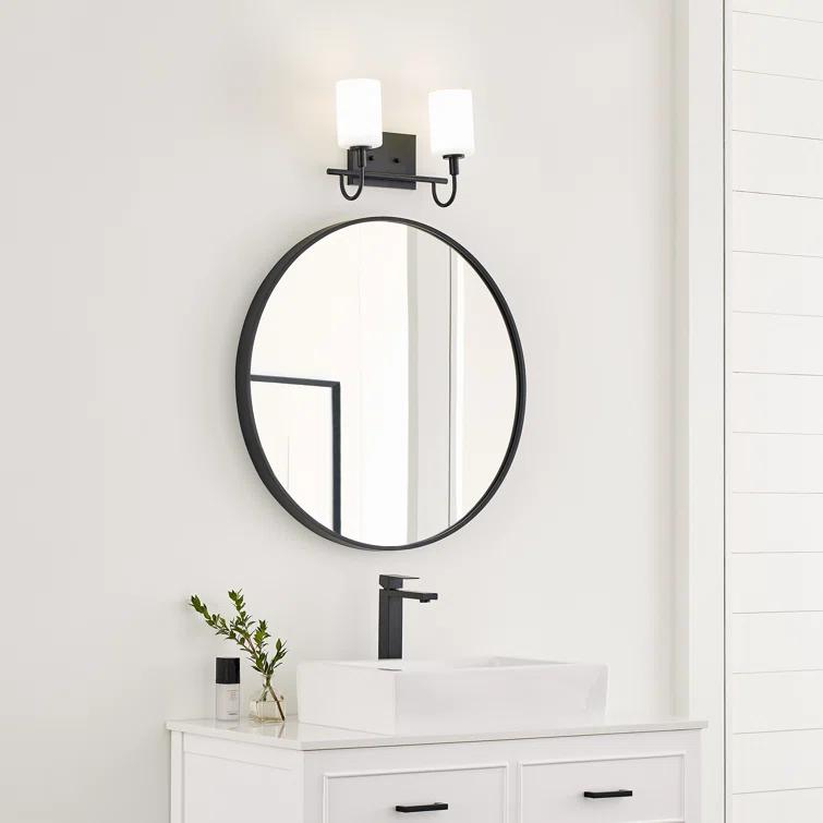 Midnight Black 2-Light Wall Sconce with Etched Glass Shades