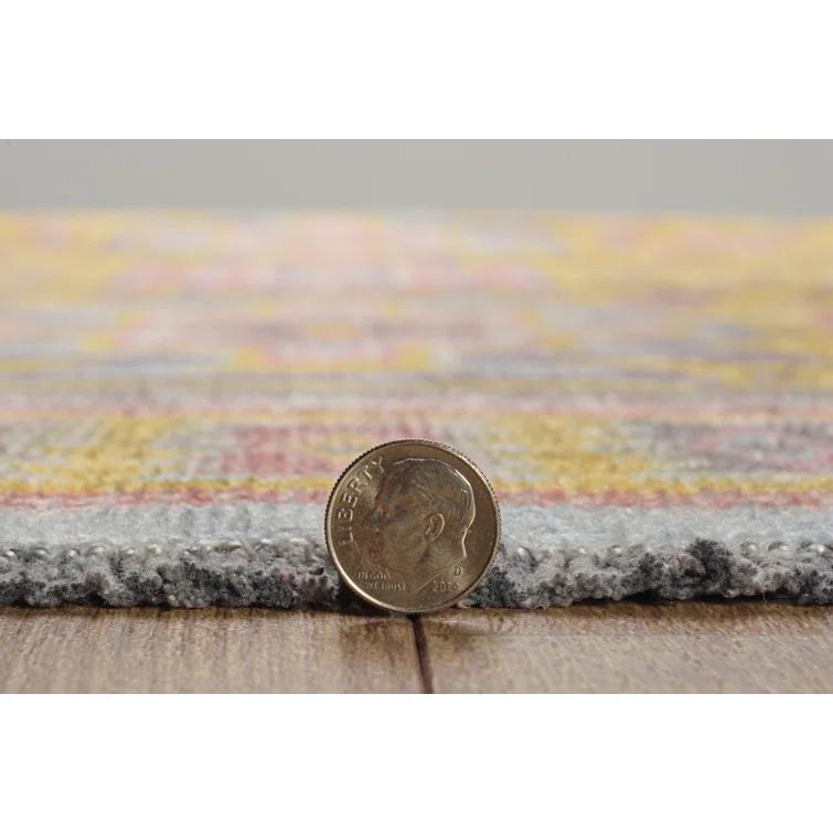 Linon Logan Sivas Polyester 2' X 10' Runner Rug in Yellow and Ivory