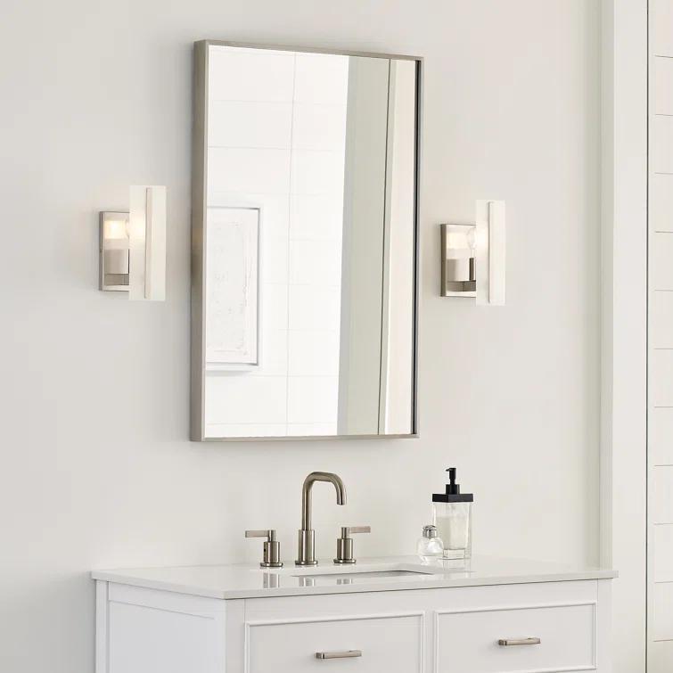 Elegant Brushed Nickel Vanity Sconce with Satin Etched Glass