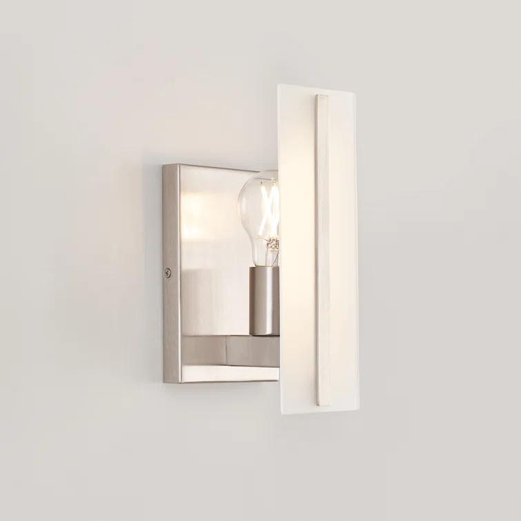 Elegant Brushed Nickel Vanity Sconce with Satin Etched Glass