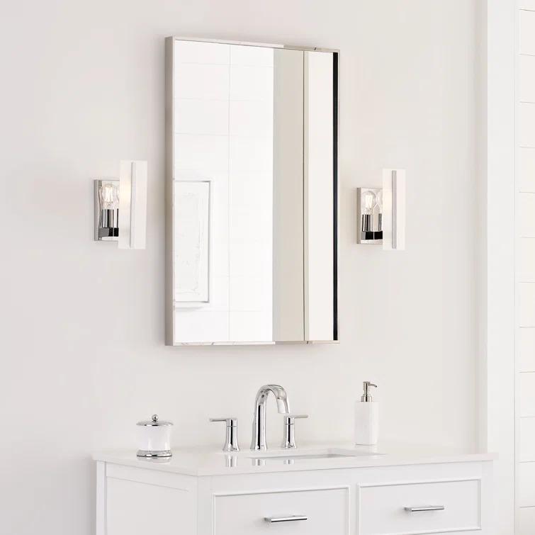 Satin Brass One-Light Vanity Sconce with Etched Glass