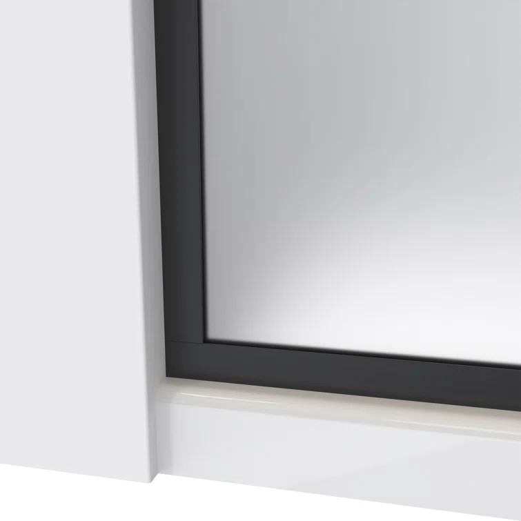 Matte Black Frameless Frosted Tempered Glass Walk-In Shower Screen
