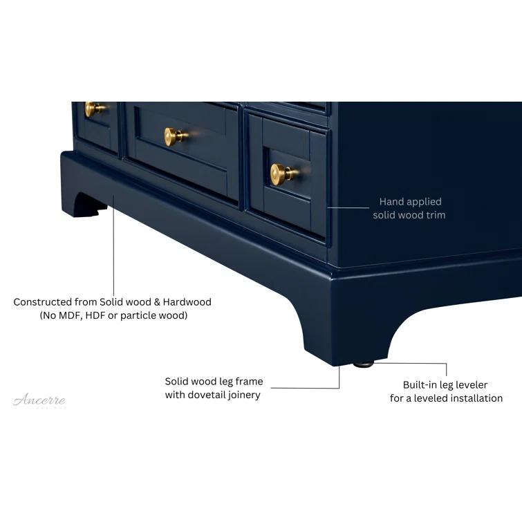 Audrey 60 in. Heritage Blue Double Bath Vanity with Marble Top