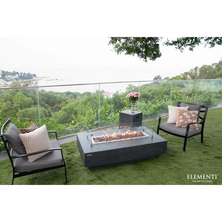 Gray Gas Free-Standing Fire Pit Table with Lava Rocks