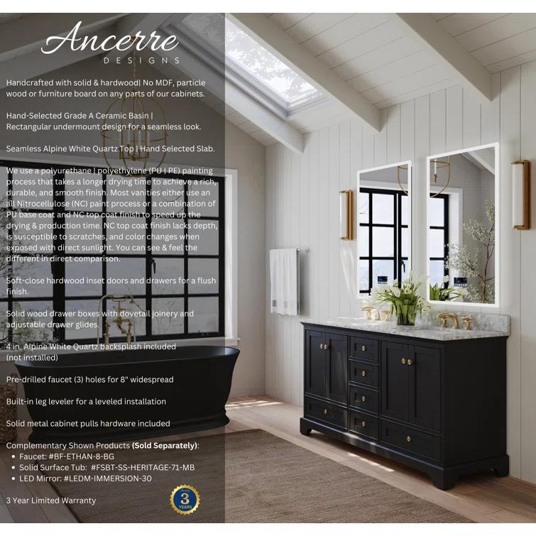 Varna 60'' Double Bathroom Vanity with Marble Top