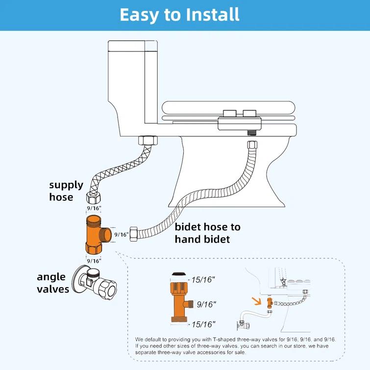 Hibbent Non-electric Dual Nozzle Toilet Seat Bidet, Water Pressure Control, Self Cleaning Sprayer JBY1103-CP