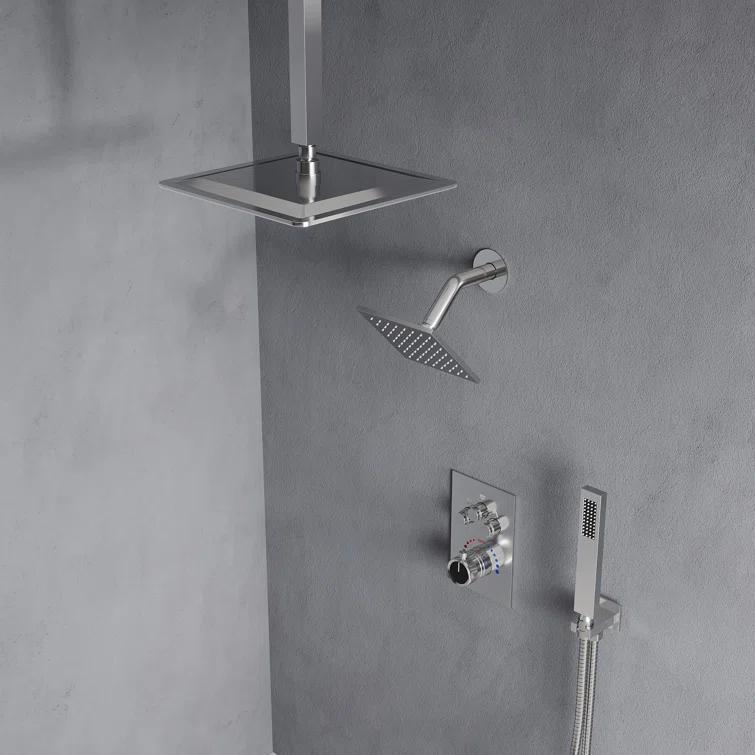 Thermostatic Shower Faucet 12" High-Pressure Dual Showerheads with Rough-In Valve