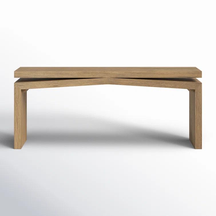 Worn Oak Veneer Console Table with Floating Construction