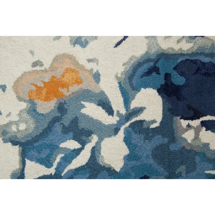 Room Envy 2 x 3 (ft) Loomed Rayon Blue Rectangular Indoor Floral/Botanical Area rug