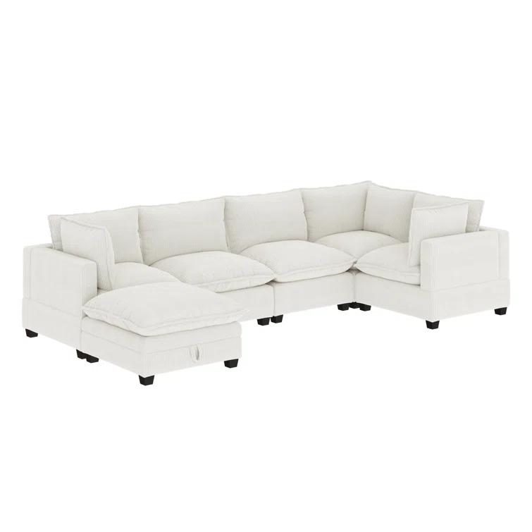 Modern Upholstered Cloud Sectional With Ottoman
