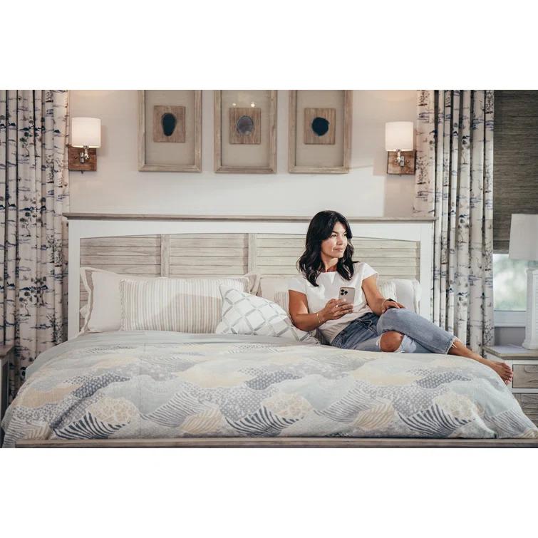 Charteris Solid Wood White Brown/Grey Panel Headboard