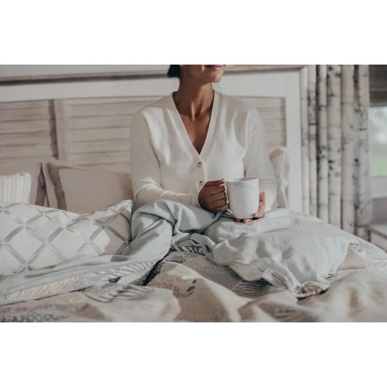 Charteris Solid Wood White Brown/Grey Panel Headboard