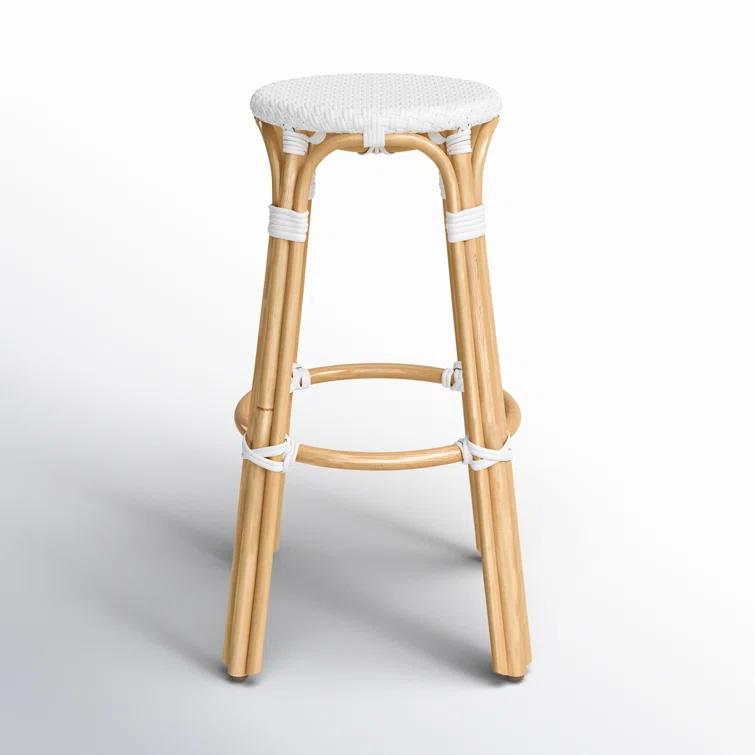 Butler Specialty Company Tobias Round Rattan 30" Bar Stool - Glossy White